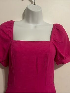 Monteau Hot Pink Textured Square Neck Dress